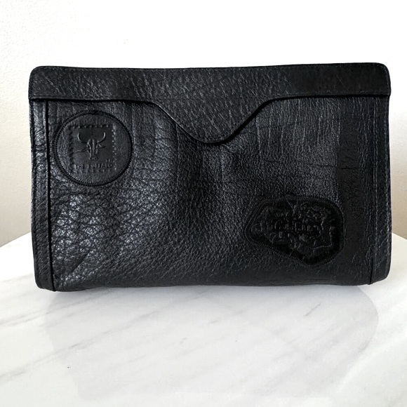 Carlos Falchi Handbags - Vintage Carlos Falchi Buffalo Clutch Bag, Black Leather